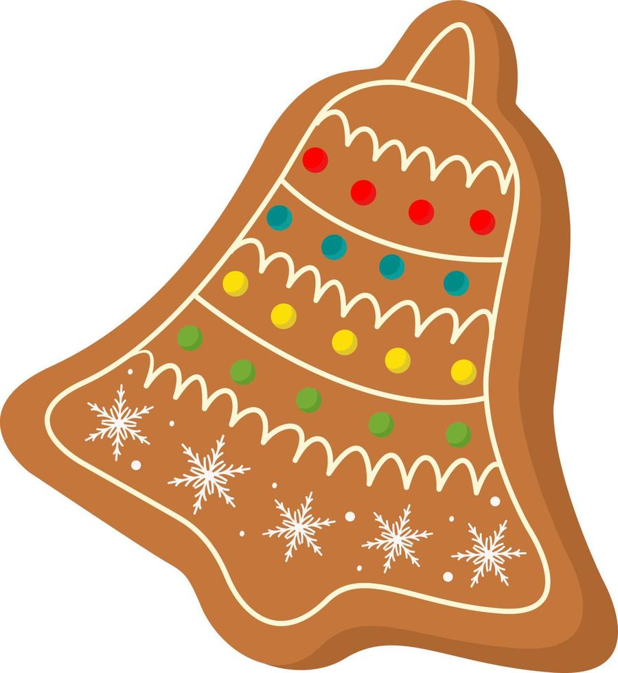 feestelijk koekjes in de vorm van een klok met suikerglazuur en sneeuwvlokken. Kerstmis snoepgoed en behandelt. gelukkig nieuw jaar en Kerstmis decoratie.vieren nieuw jaar en kerstmis. vector