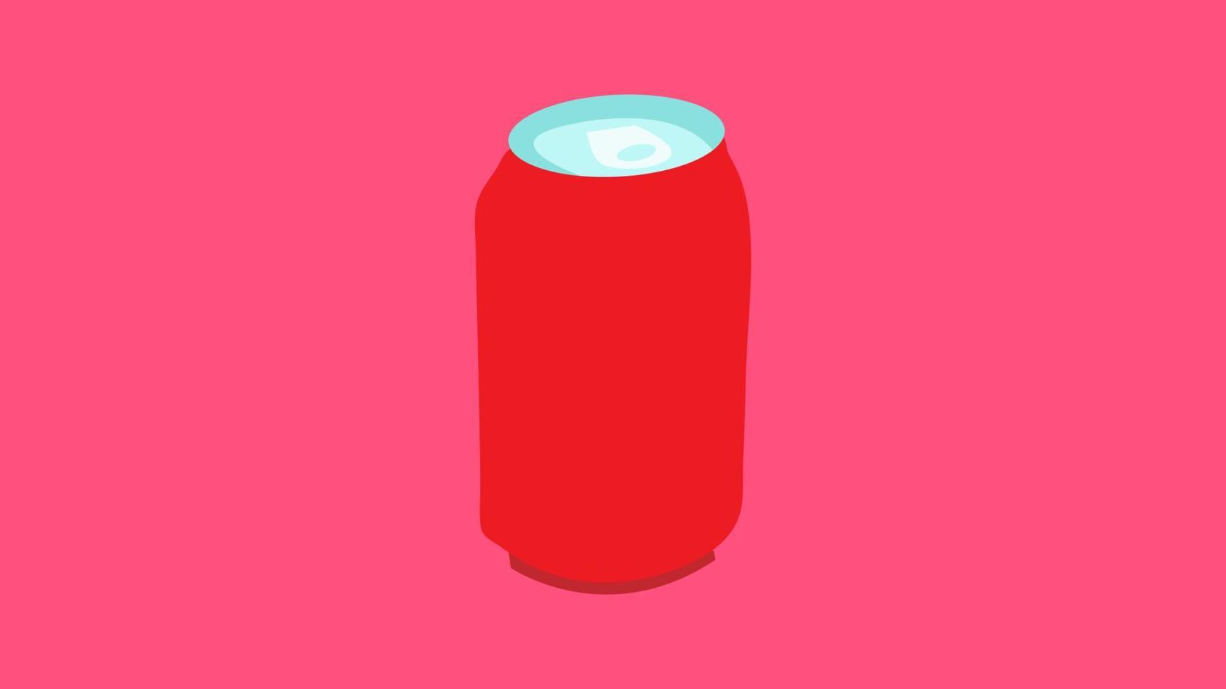 blik fles Aan een roze achtergrond, vector illustratie. fles voor drankjes en limonades. houder voor Frisdrank rood. limonade in een beschikbaar pakket. kwaad naar de milieu