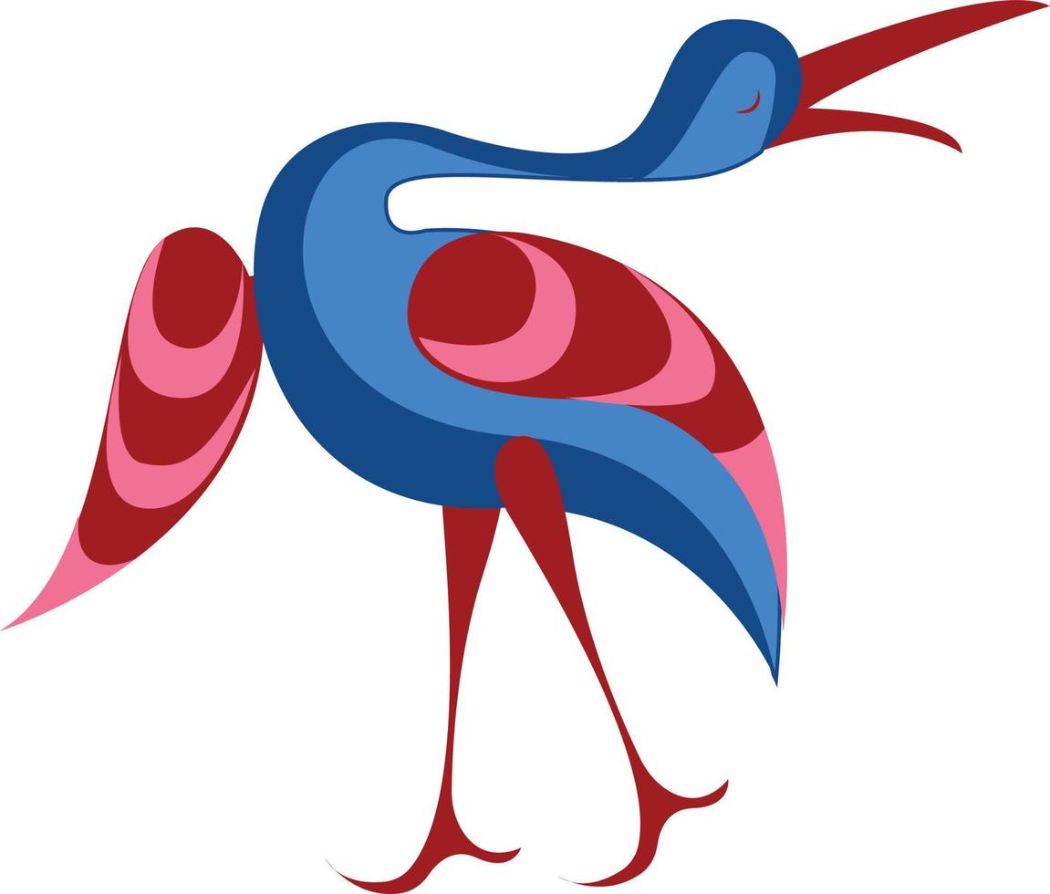 blauw vogel, illustratie, vector Aan wit achtergrond.
