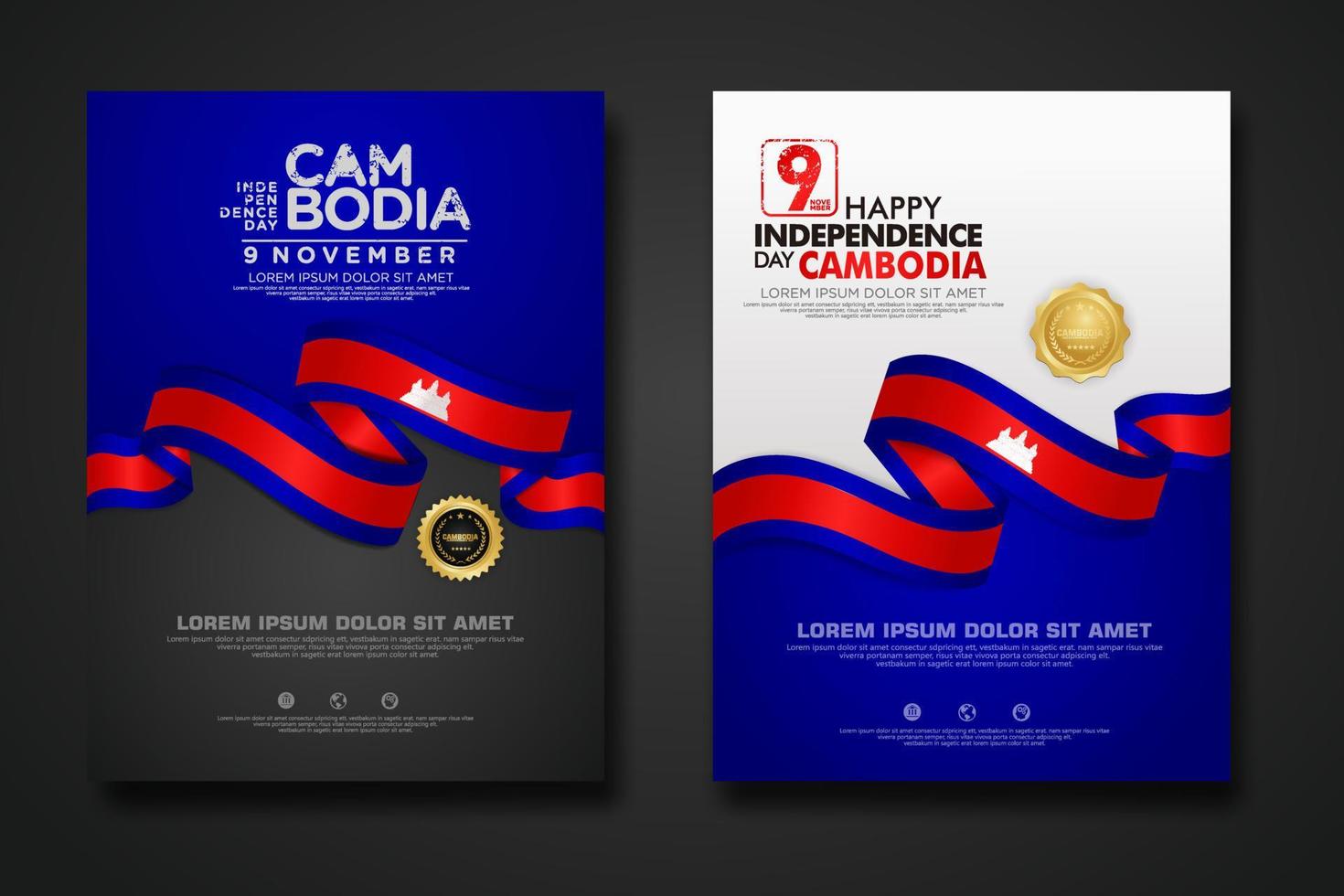 reeks poster ontwerp Cambodja onafhankelijkheid dag achtergrond sjabloon vector