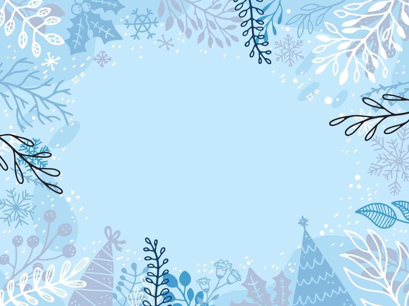 winter blauw grens achtergrond met winter elementen vector