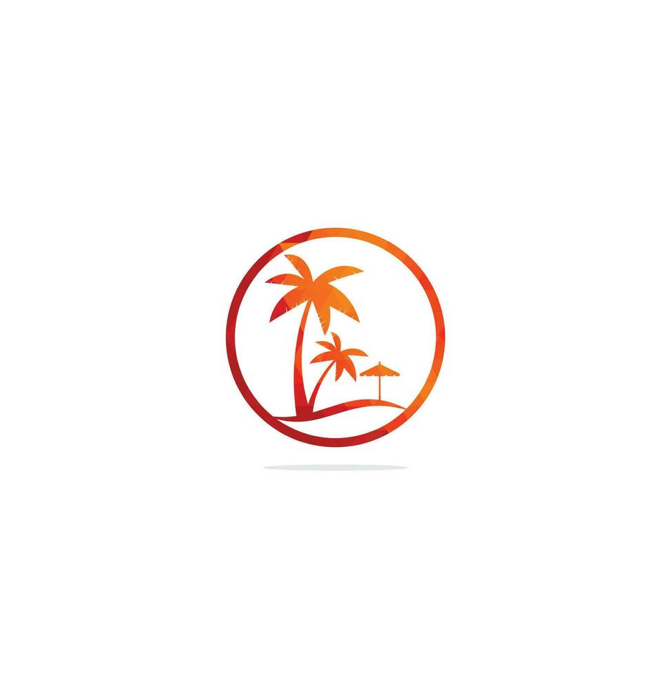 strand logo ontwerp sjabloon. zomer logo ontwerpen. tropisch strand en palm boom logo ontwerp. vector