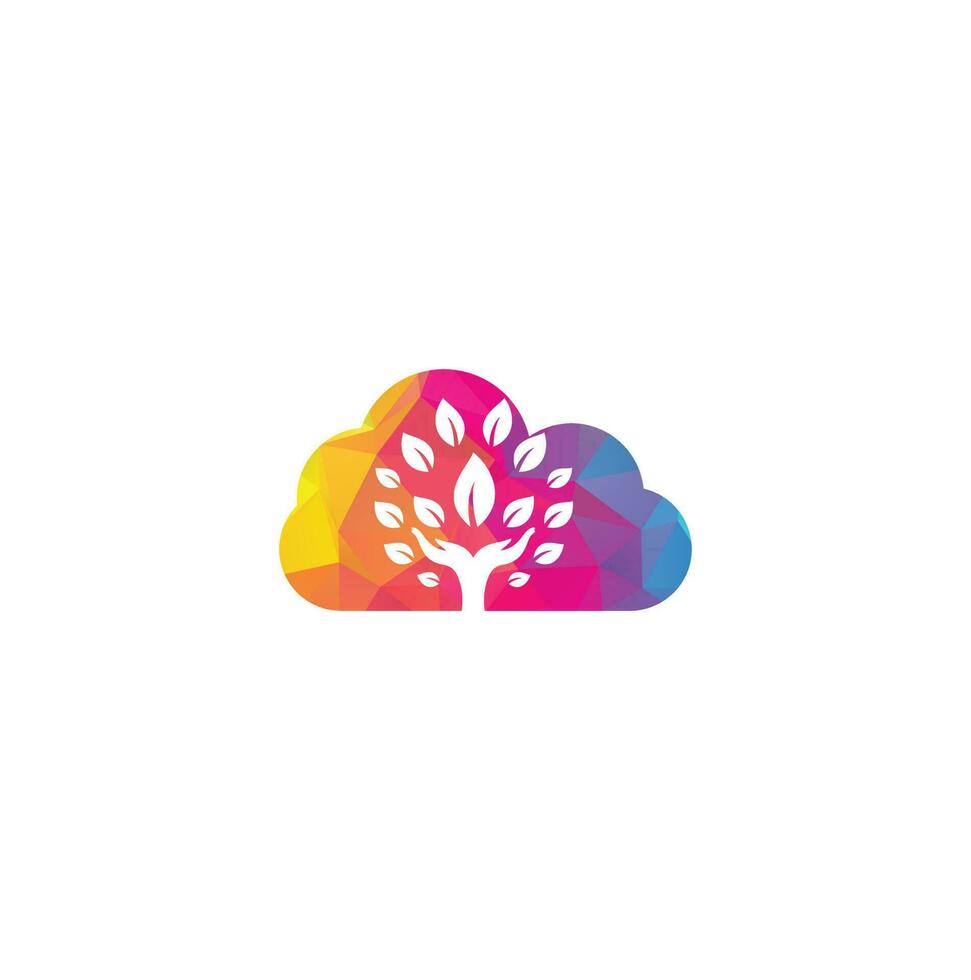 hand- boom wolk vorm concept logo ontwerp. natuurlijk producten logo. vector