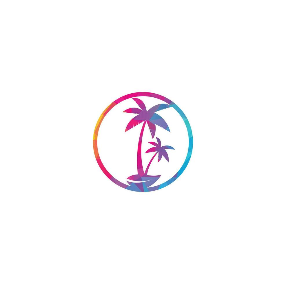 tropisch strand en palm boom logo ontwerp. creatief gemakkelijk palm boom vector logo ontwerp. strand logo. strand palm boom logo