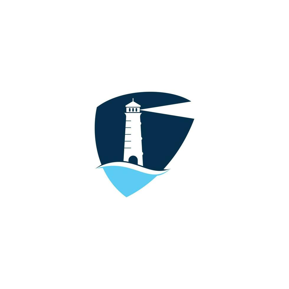 vuurtoren vector logo ontwerp. golven vuurtoren icoon logo ontwerp vector sjabloon illustratie.