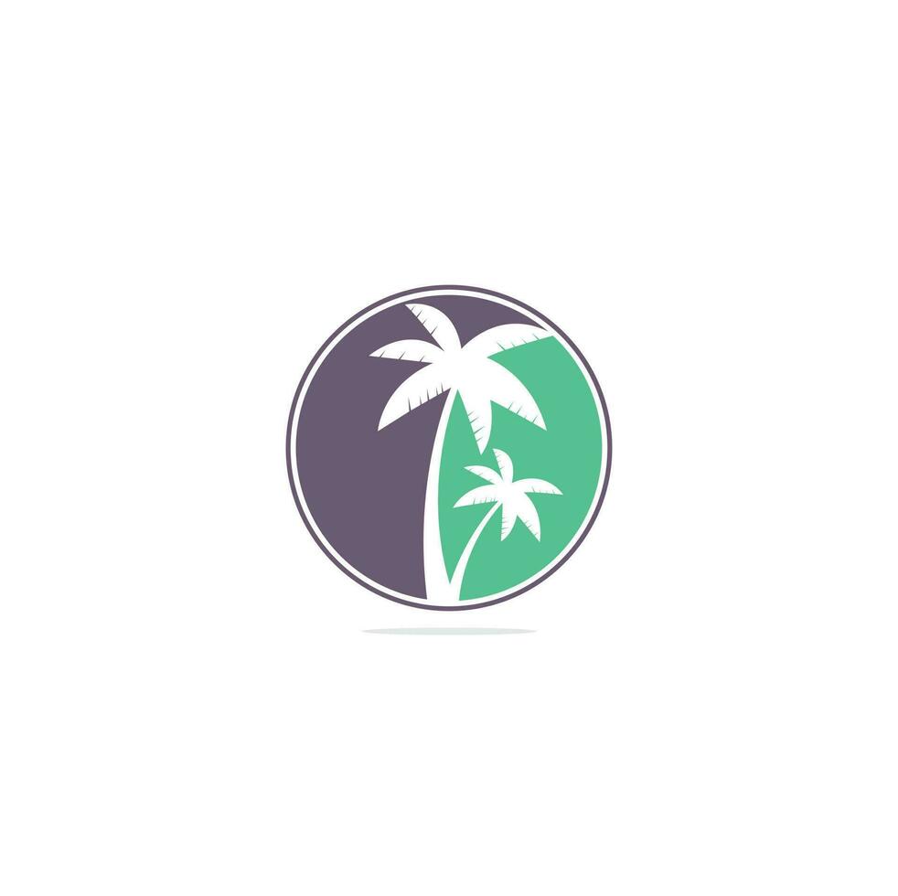 tropisch strand en palm boom logo ontwerp. creatief gemakkelijk palm boom vector logo ontwerp. strand logo