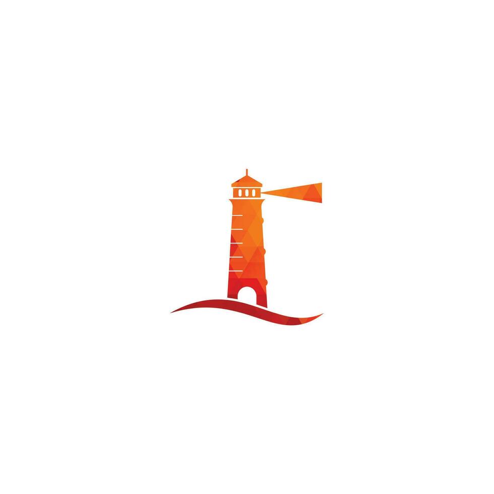 vuurtoren vector logo ontwerp. golven vuurtoren icoon logo ontwerp vector sjabloon illustratie.