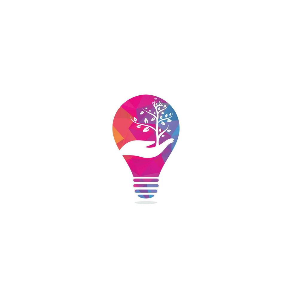 boom in hand- vector logo ontwerp. natuurlijk producten logo. hand- boom lamp vorm concept logo ontwerp