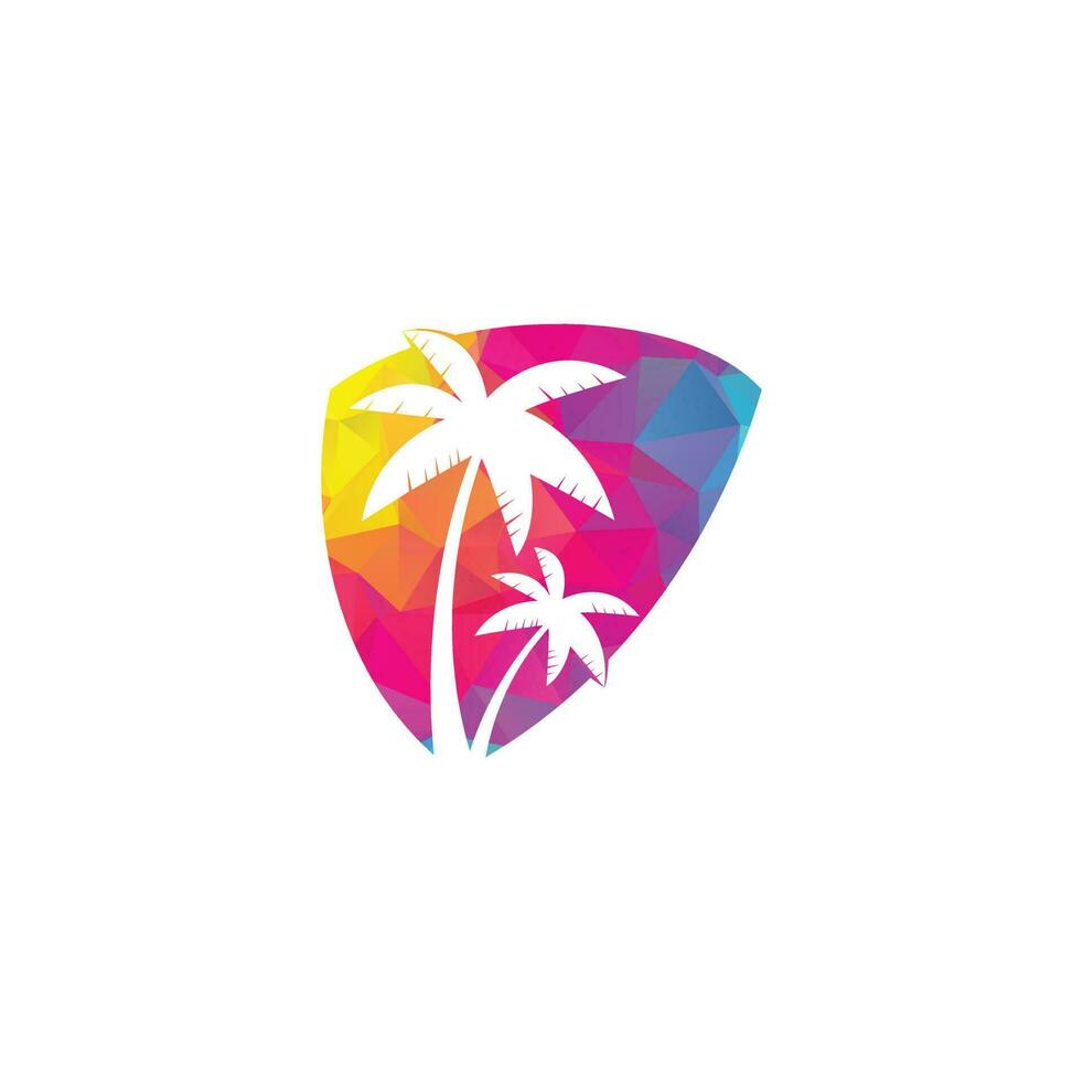 tropisch strand en palm boom logo ontwerp. creatief gemakkelijk palm boom vector logo ontwerp. strand logo