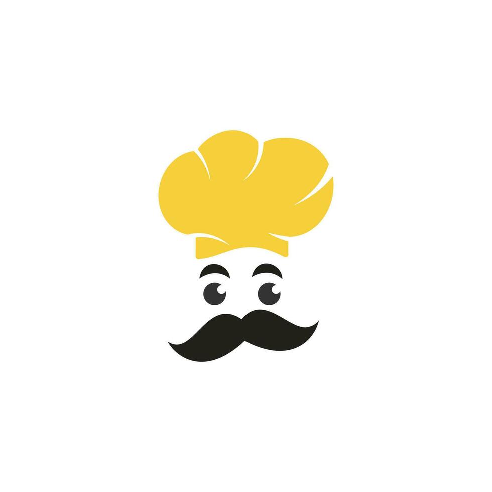 meester chef vector logo ontwerp. hoofd chef met snor en baard vector logo. chef hoofd met lepel en vork