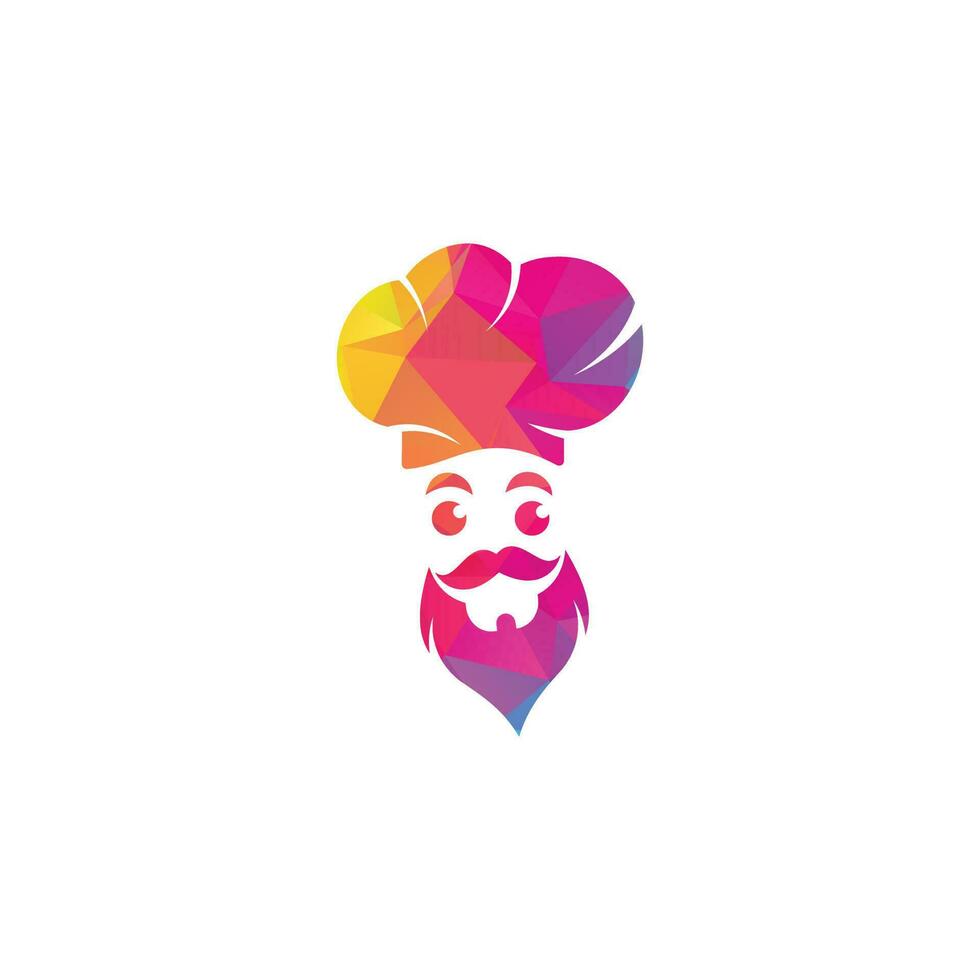 meester chef vector logo ontwerp. hoofd chef met snor en baard vector logo. chef hoofd met lepel en vork