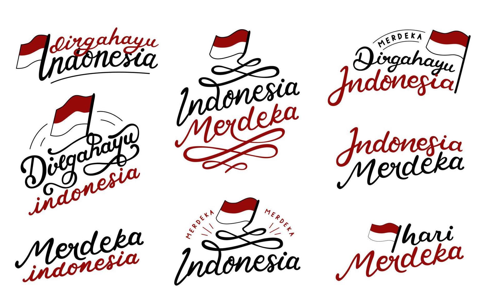 Indonesisch onafhankelijkheid dag belettering citaten. hand- geschreven onafhankelijkheid dag. vector