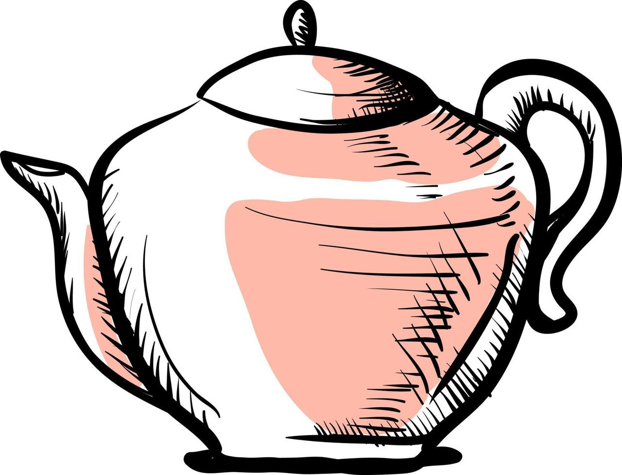 roze thee pot, illustratie, vector Aan wit achtergrond.