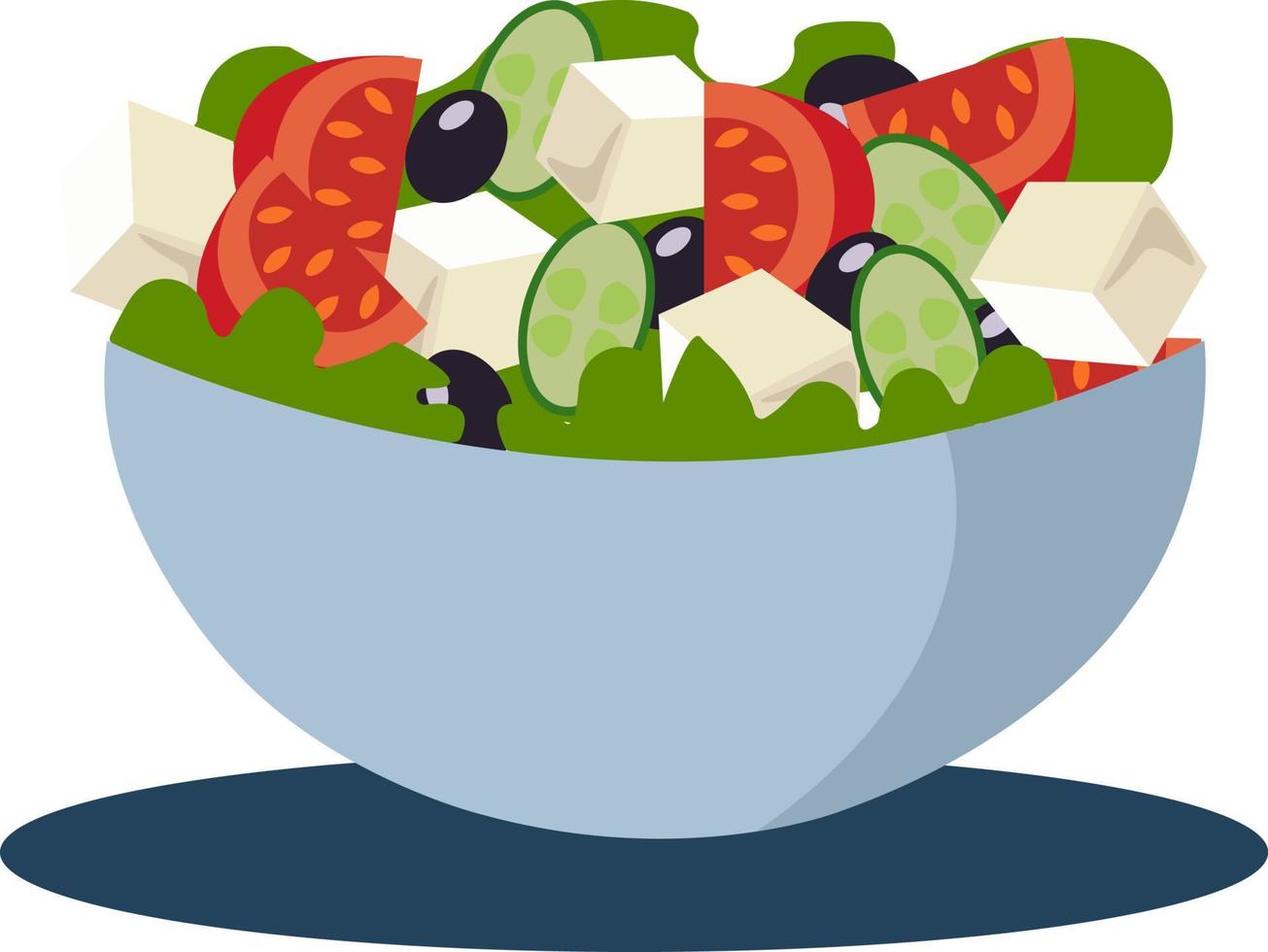 Grieks salade, illustratie, vector Aan wit achtergrond.