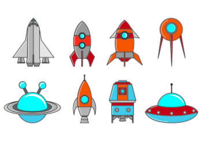 Set Of Starship Pictogrammen vector