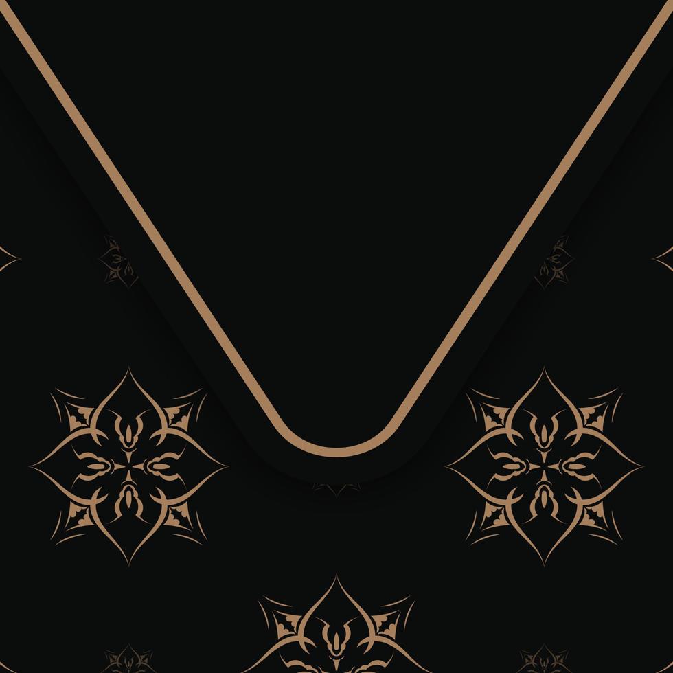 felicitatie- brochure in zwart kleur met een mandala in bruin ornament voor uw Gefeliciteerd. vector