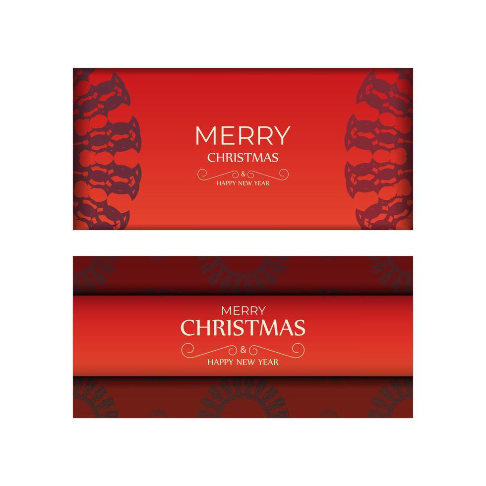 groet kaart vrolijk Kerstmis en gelukkig nieuw jaar rood kleur met wijnoogst bordeaux ornament vector