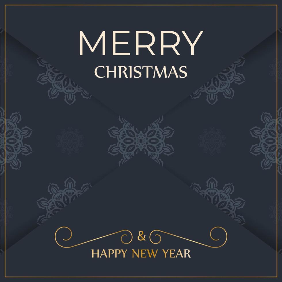 folder vrolijk Kerstmis donker blauw kleur met abstract blauw ornament vector