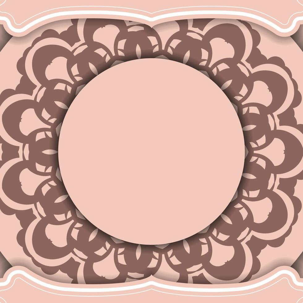 groet kaart in roze met wijnoogst ornamenten voor uw merk. vector