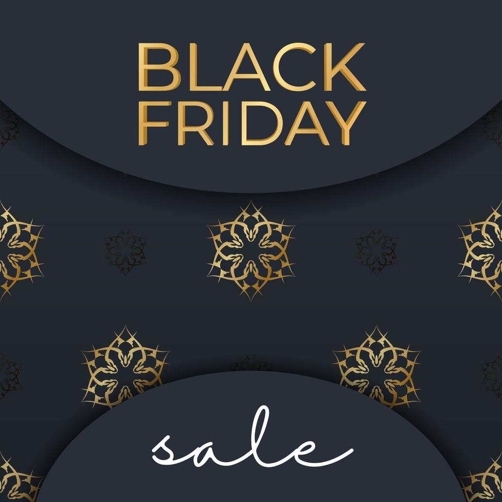 donker blauw zwart vrijdag uitverkoop poster met luxe goud patroon vector