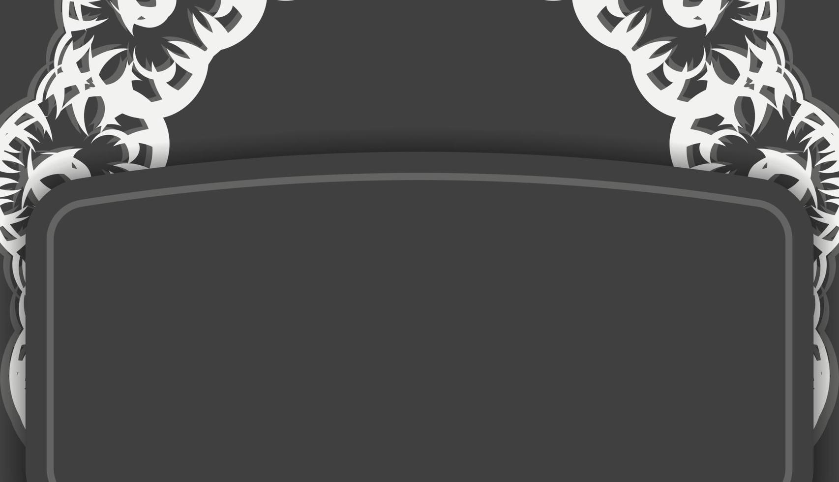 zwart banier met wijnoogst wit ornament voor logo ontwerp vector