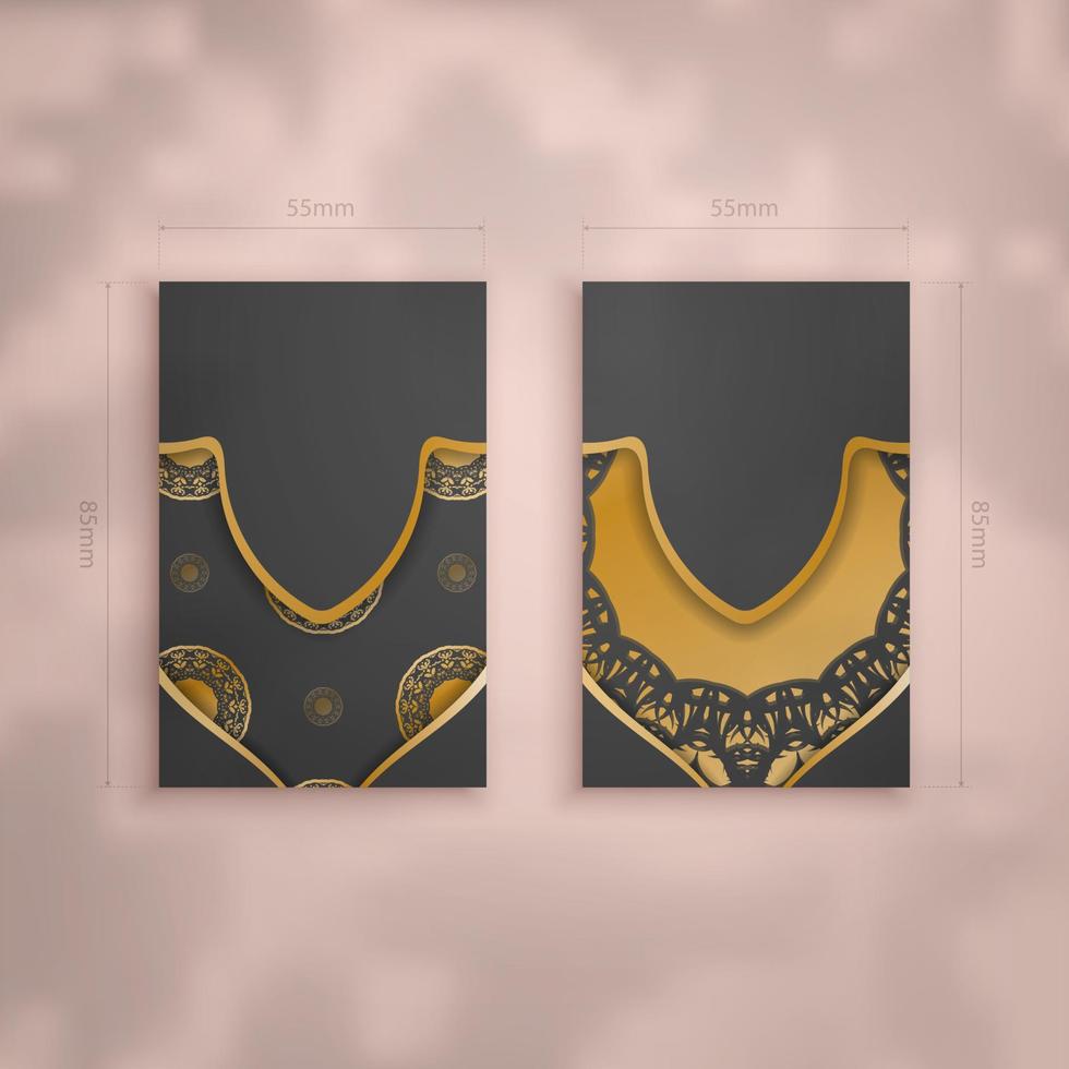 bedrijf kaart sjabloon in zwart kleur met mandala goud ornament voor uw bedrijf. vector