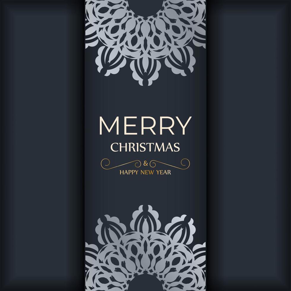 donker blauw vrolijk Kerstmis folder met luxe patroon vector