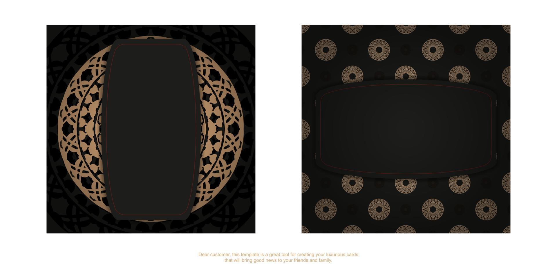 zwart ansichtkaart met bruin luxe ornament vector