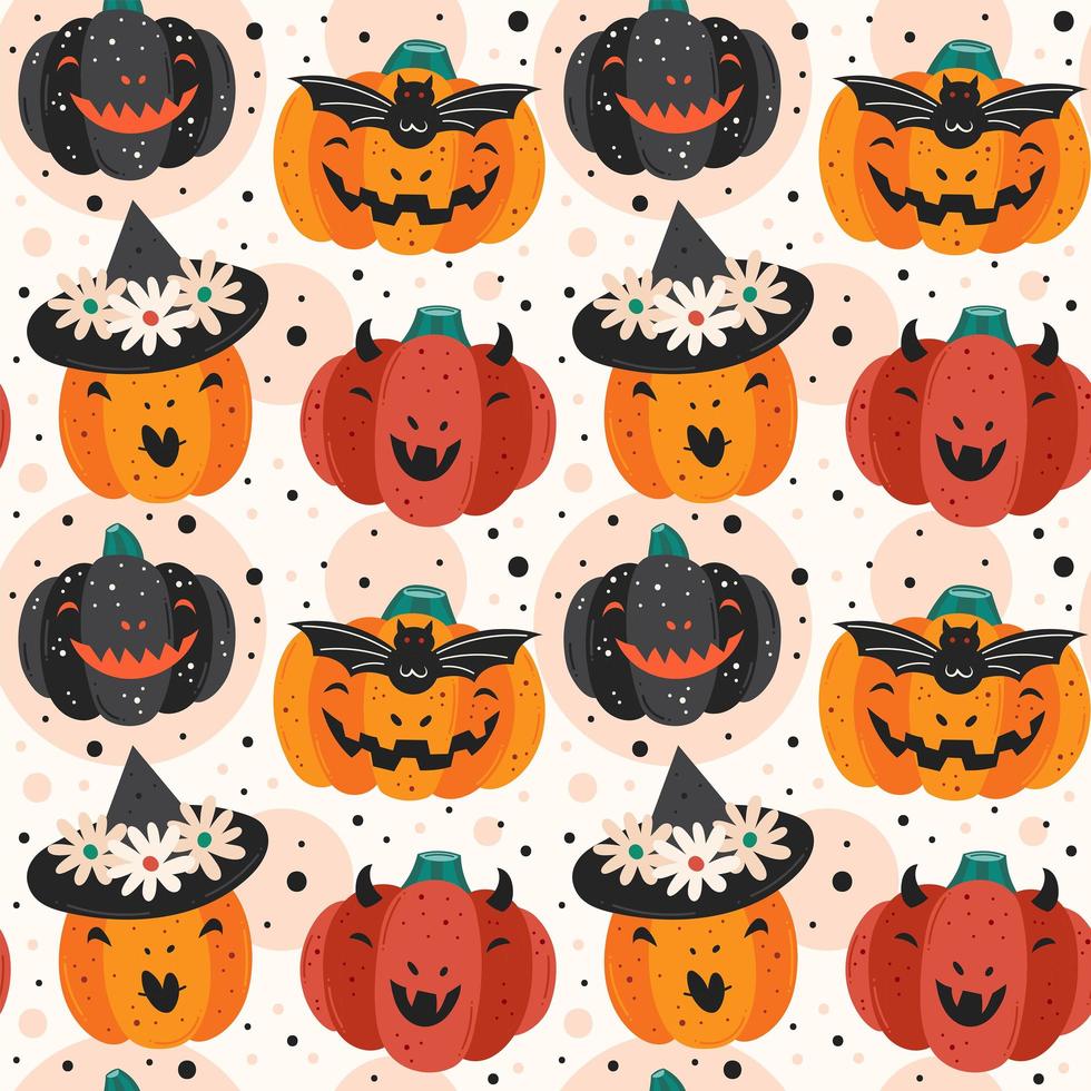 griezelige pompoenen halloween naadloze patroon achtergrond vector