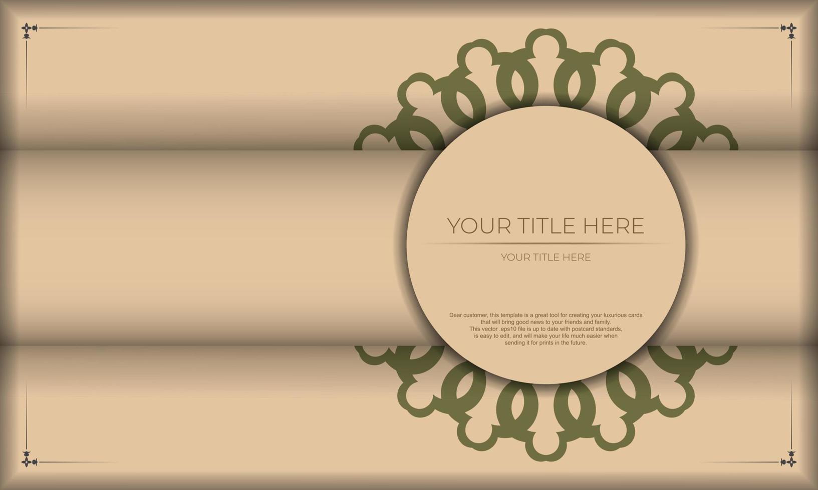 ansichtkaart ontwerp met Grieks patronen. beige banier met luxueus ornamenten en plaats voor uw tekst en logo. vector