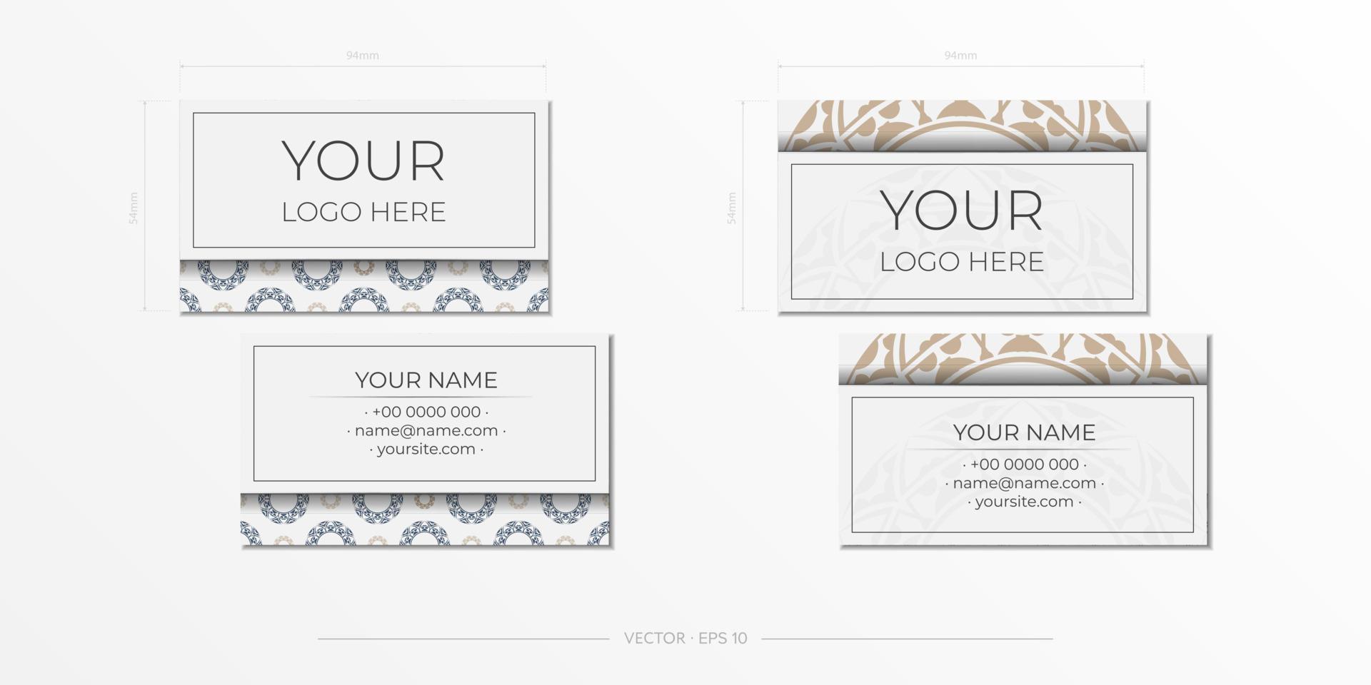 wit bedrijf kaart ontwerp met ornament. vector bedrijf kaarten met plaats voor uw tekst en abstract patronen.