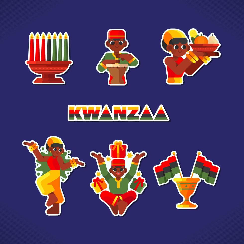 vieren kwanzaa stickers vector