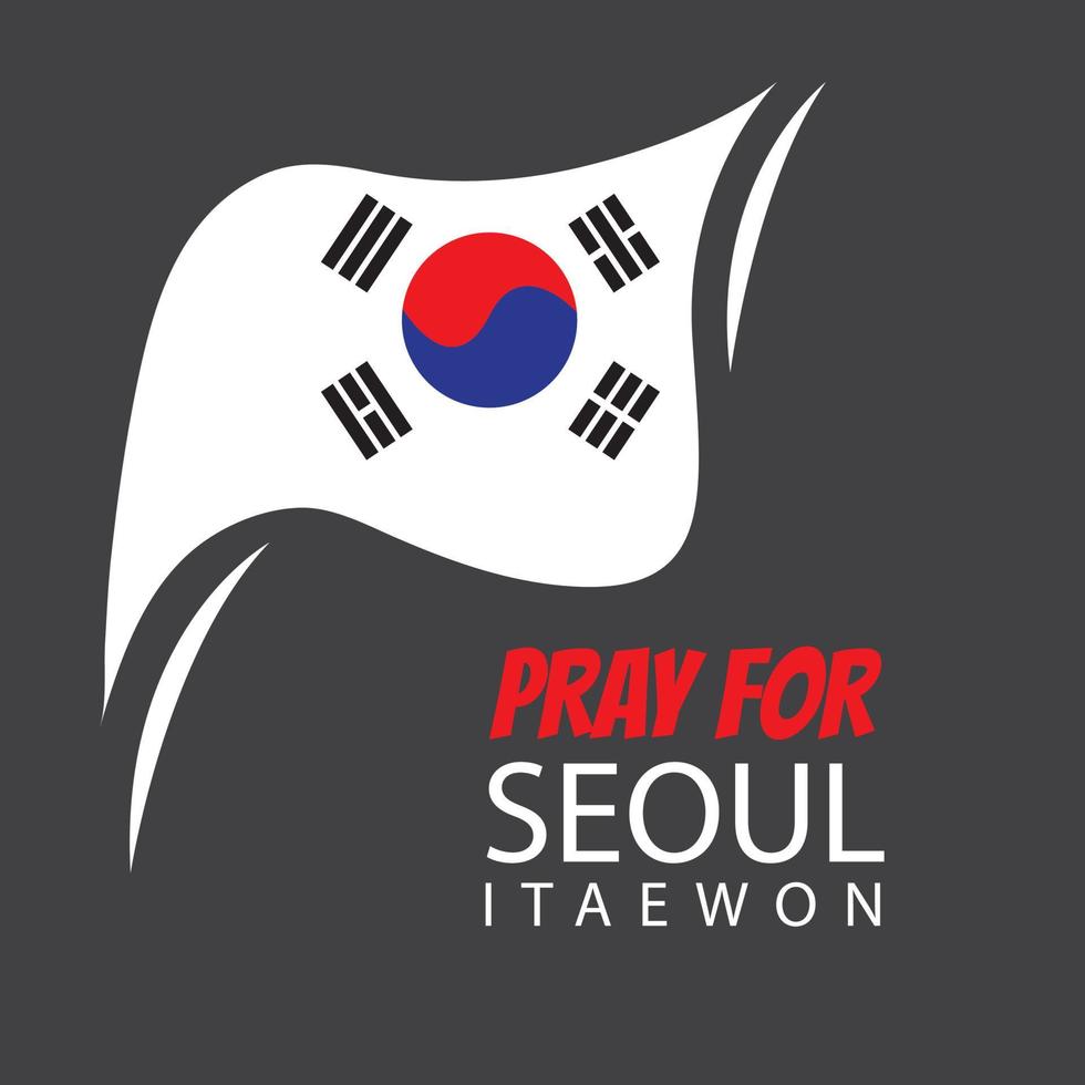 bidden voor itaewon Seoel Korea incident banier sjabloon. geschikt voor sociaal media voeden vector