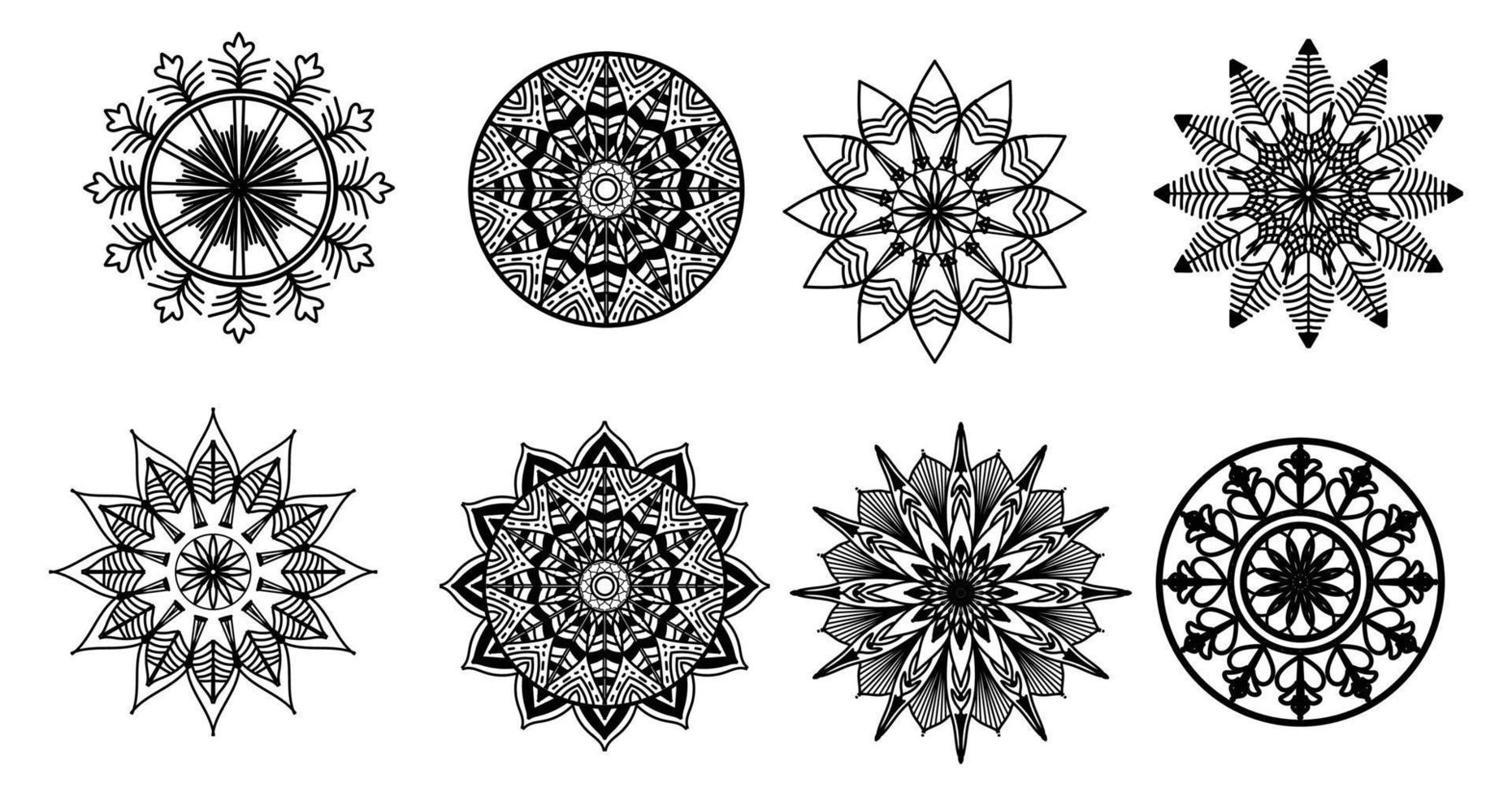 reeks mandala, zwart mandala, luxe sier- mandala ontwerp achtergrond, mandala ontwerp, mandala, patroon kleur boek kunst behang ontwerp, tegel patroon, zwart en wit mandala, islam, Arabisch, Indisch vector