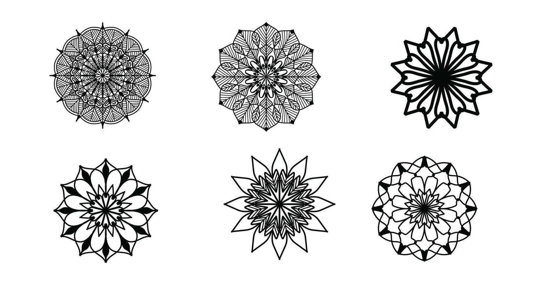 reeks mandala, zwart mandala, luxe sier- mandala ontwerp achtergrond, mandala ontwerp, mandala, patroon kleur boek kunst behang ontwerp, tegel patroon, zwart en wit mandala, islam, Arabisch, Indisch vector