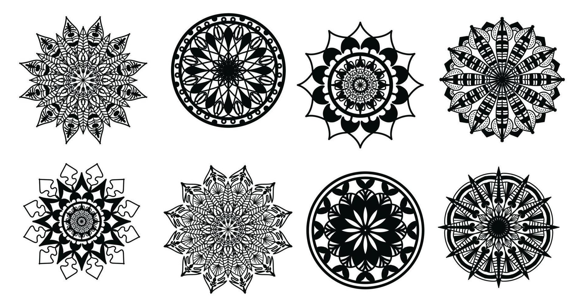 reeks mandala, zwart mandala, luxe sier- mandala ontwerp achtergrond, mandala ontwerp, mandala, patroon kleur boek kunst behang ontwerp, tegel patroon, zwart en wit mandala, islam, Arabisch, Indisch vector