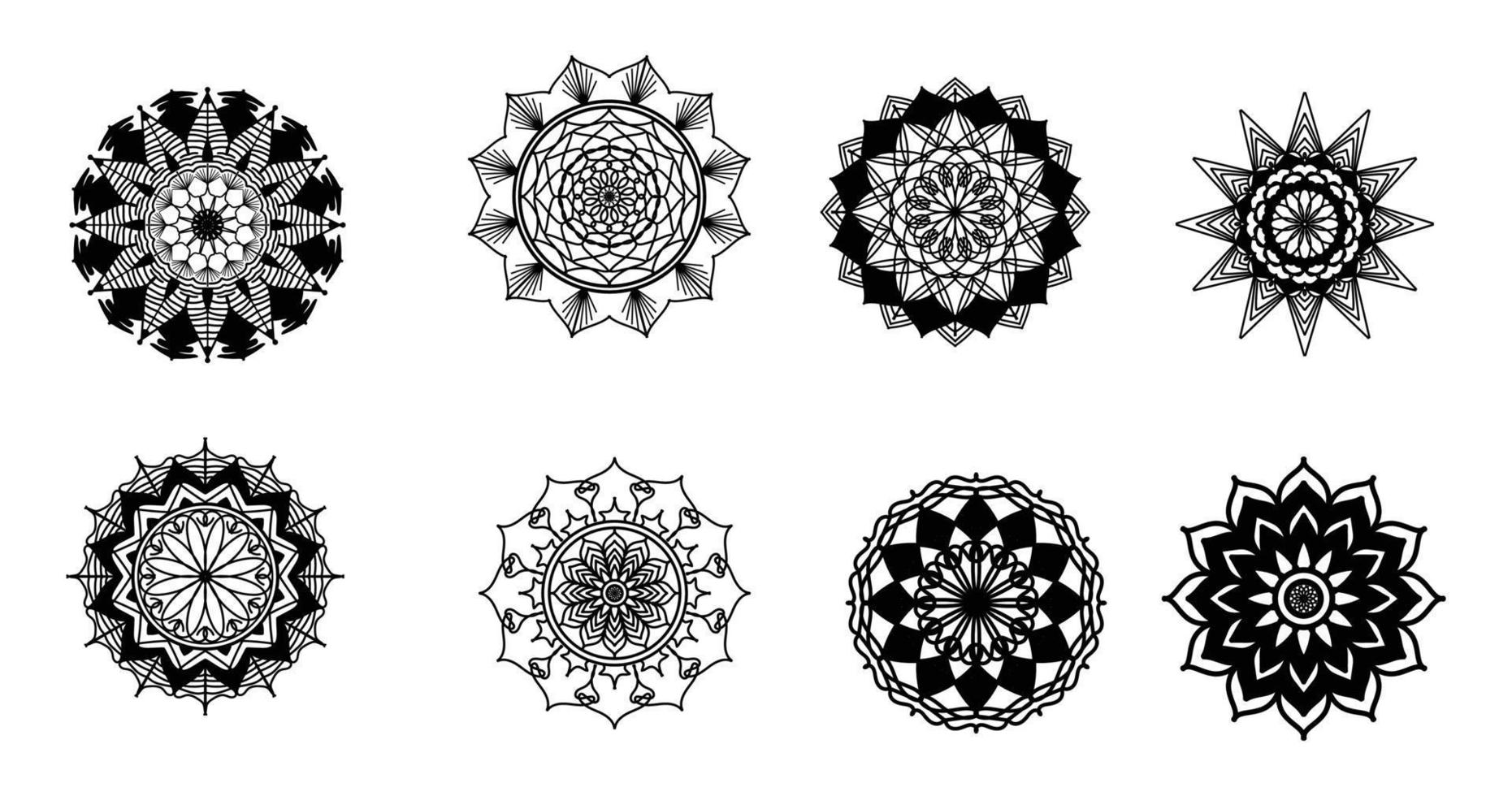 reeks mandala, zwart mandala, luxe sier- mandala ontwerp achtergrond, mandala ontwerp, mandala, patroon kleur boek kunst behang ontwerp, tegel patroon, zwart en wit mandala, islam, Arabisch, Indisch vector