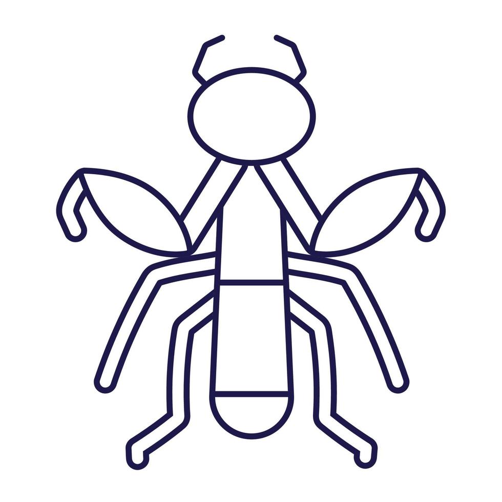 bidsprinkhaan insect dier in tekenfilm lijn icoon stijl vector