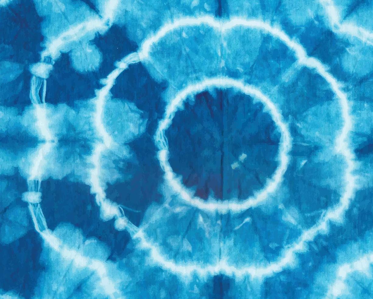 kleurrijk hand- geschilderd waterverf blauw cirkel tie-dye patroon achtergrond vector
