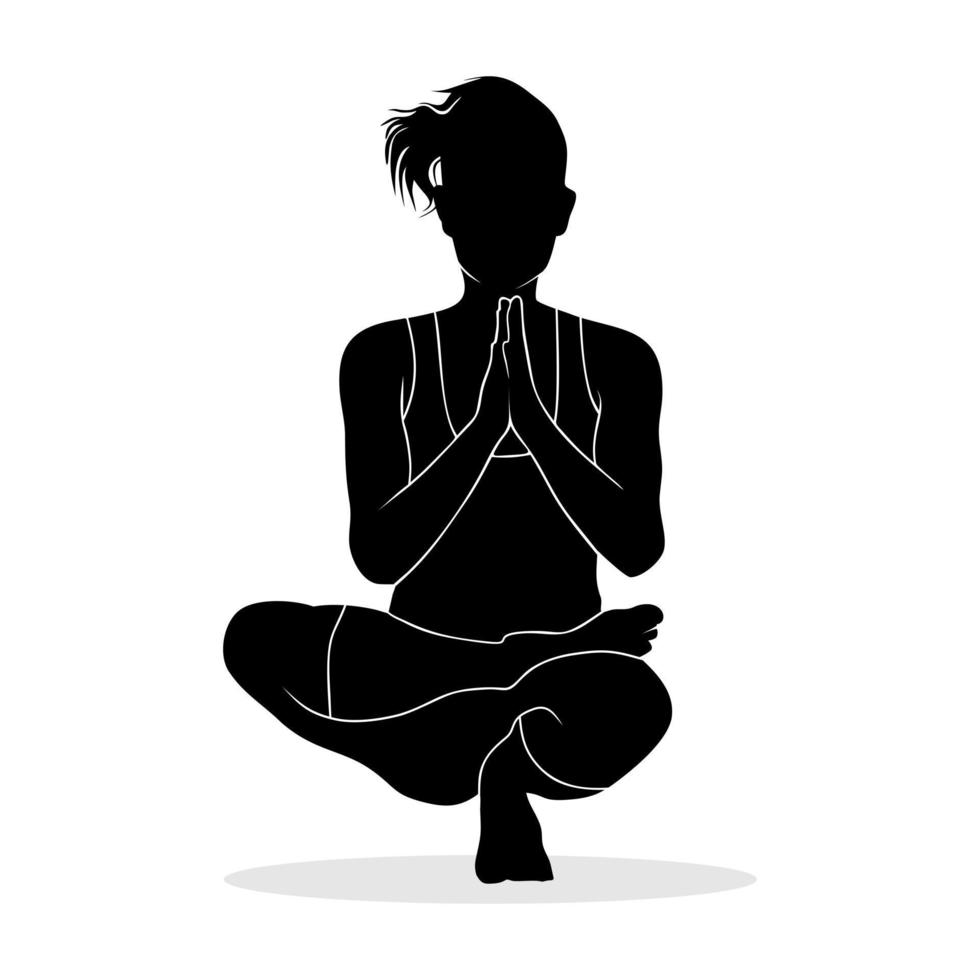 silhouet van vrouw in yoga meditatie positie. vector illustratie