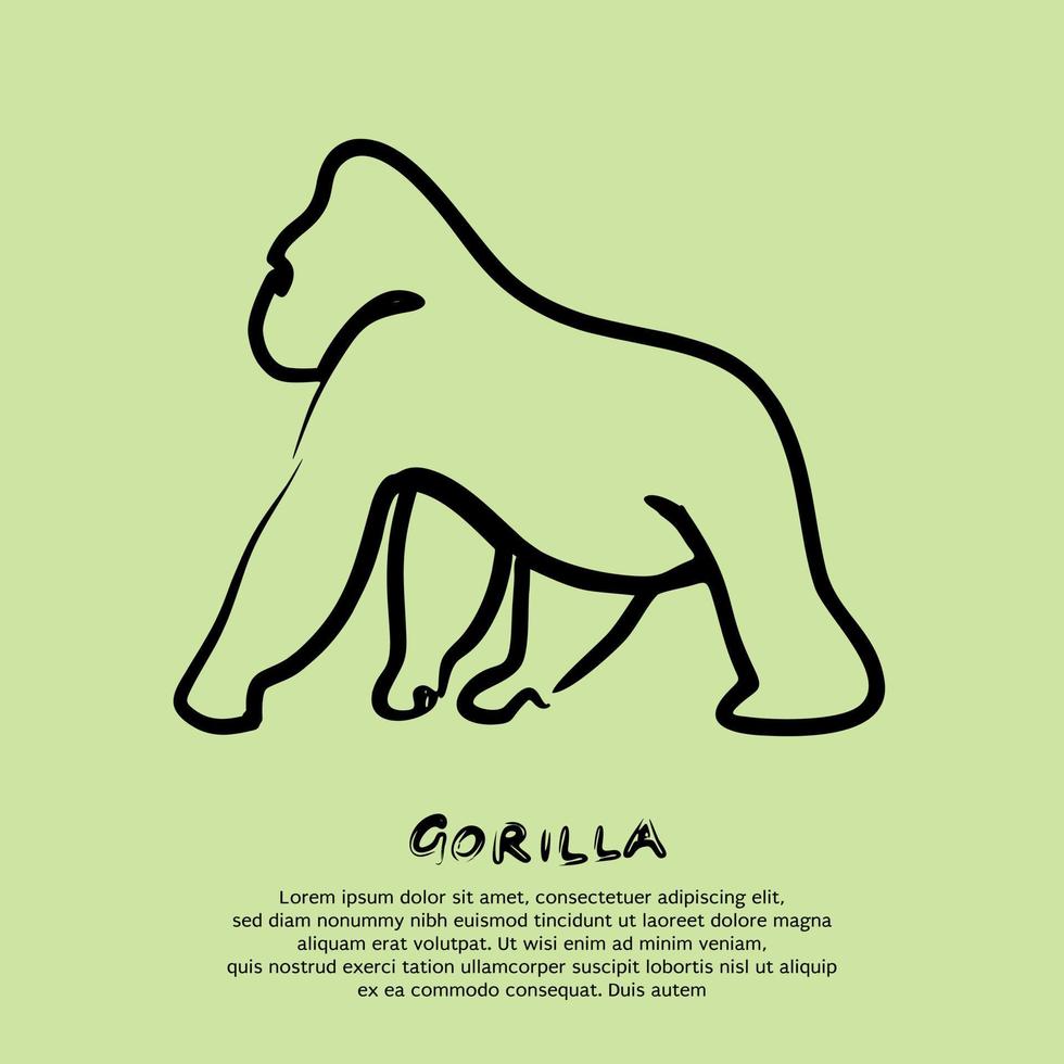 minimalistische lijn tekening van een gorilla. vector illustratie