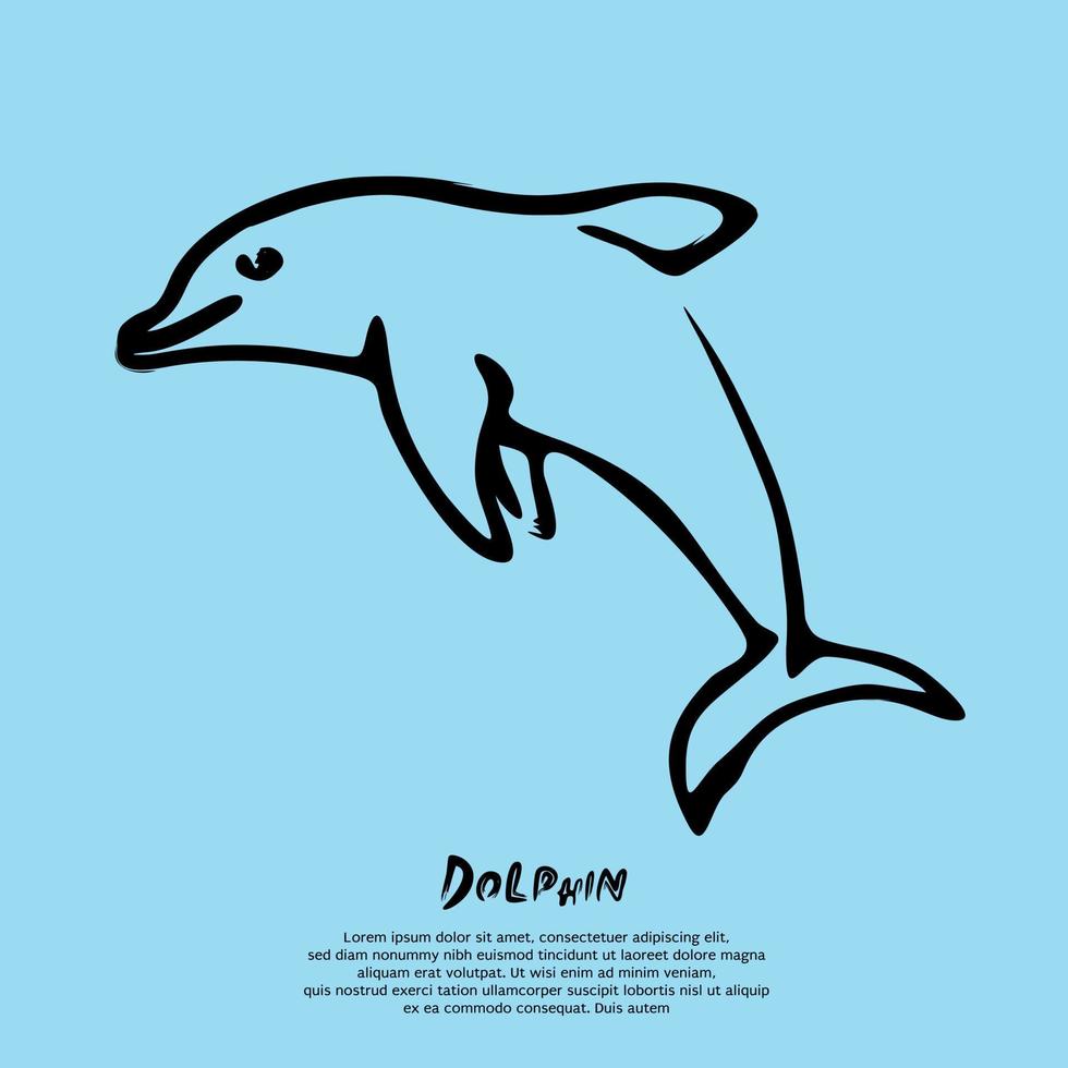 dolfijn hand- getrokken gemakkelijk lijn. vector illustratie