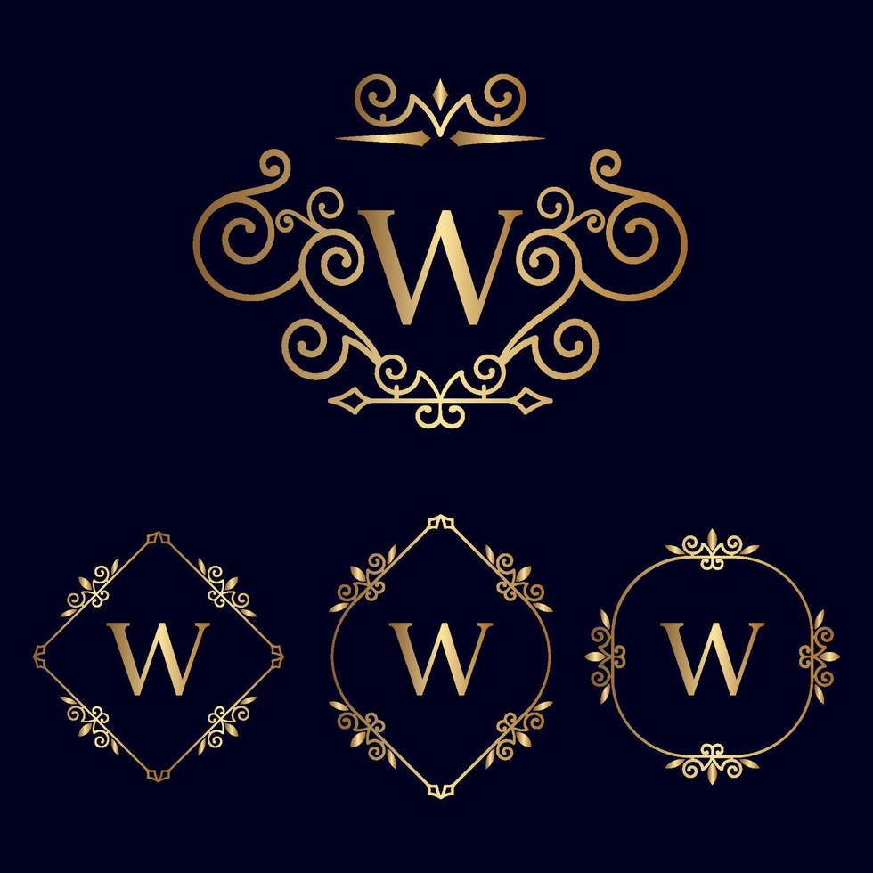 goud Koninklijk schoonheid logo w vector