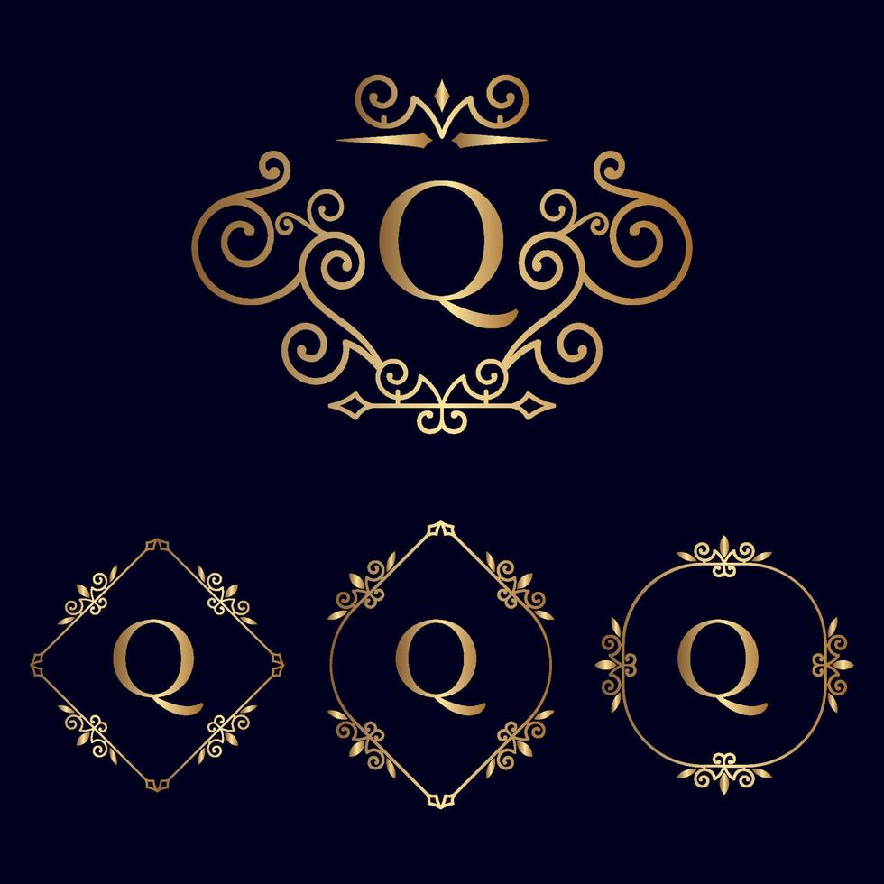 goud Koninklijk schoonheid logo q vector