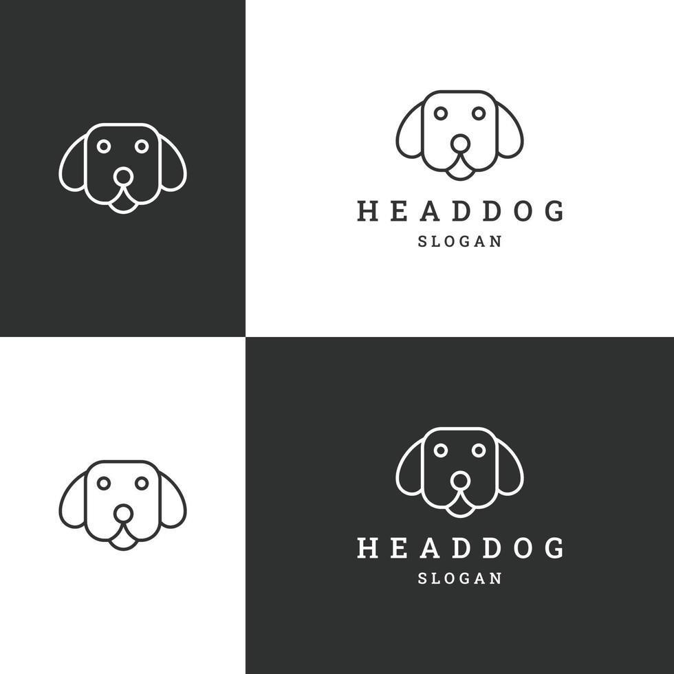 hoofd hond logo pictogram platte ontwerpsjabloon vector