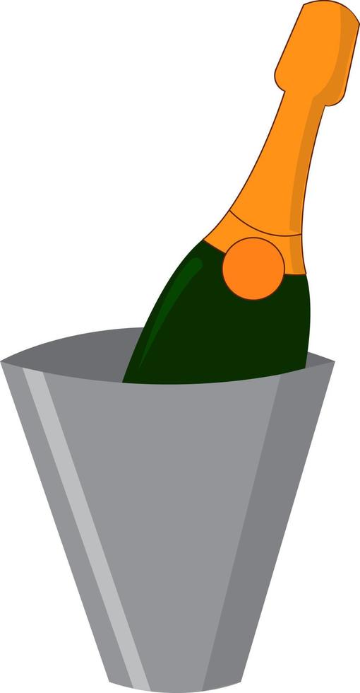 Champagne in een emmer, vector of kleur illustratie.