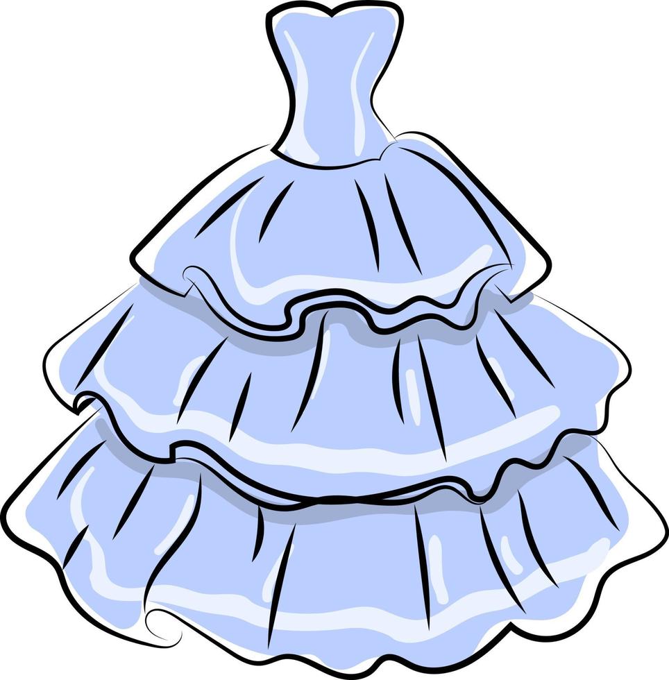 blauw jurk, illustratie, vector Aan wit achtergrond.