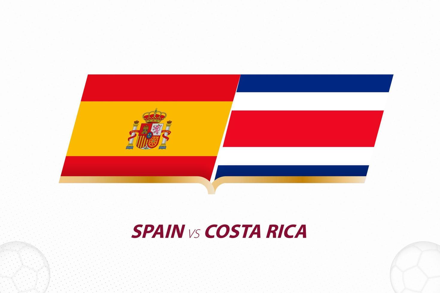 Spanje vs costa rica in Amerikaans voetbal wedstrijd, groep a. versus icoon Aan Amerikaans voetbal achtergrond. vector