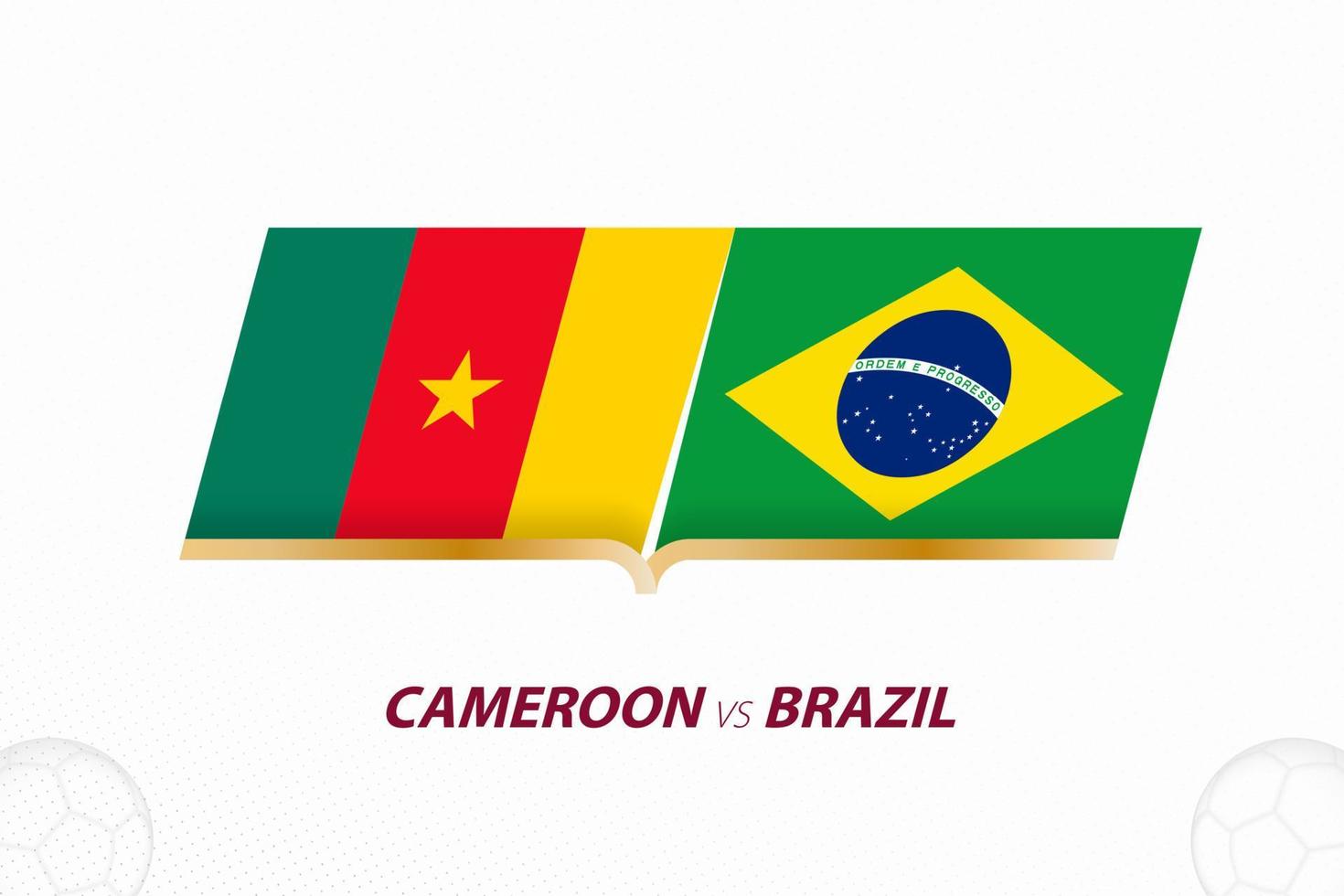 Kameroen vs Brazilië in Amerikaans voetbal wedstrijd, groep a. versus icoon Aan Amerikaans voetbal achtergrond. vector