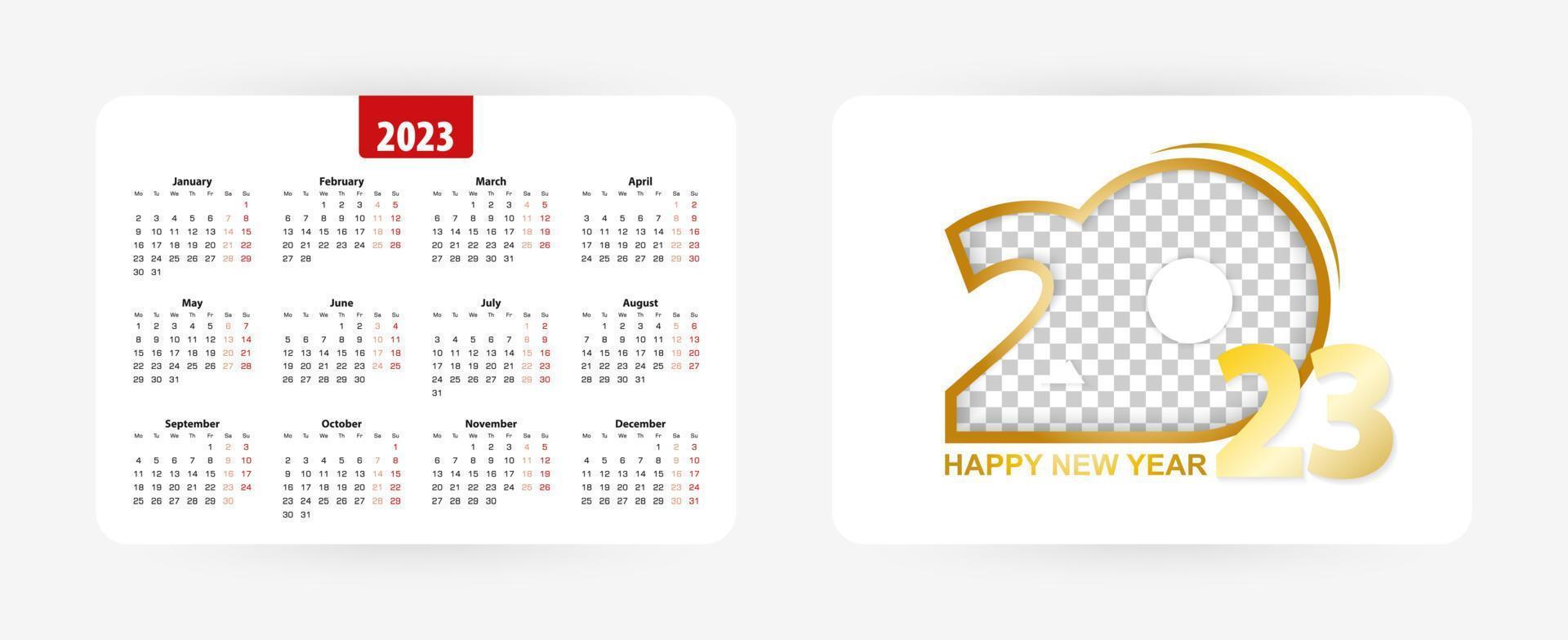 zak- kalender 2023. vector illustratie